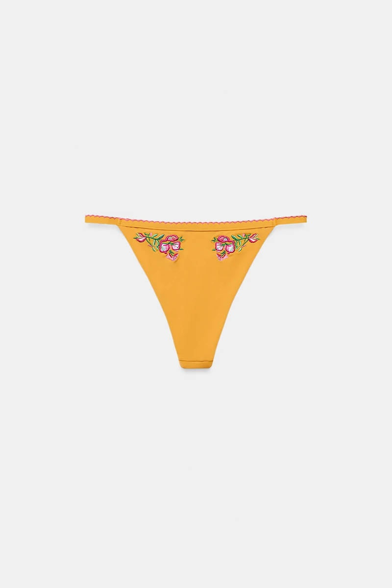 EMBROIDERED FLORAL BIKINI BOTTOMS