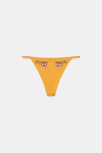 EMBROIDERED FLORAL BIKINI BOTTOMS