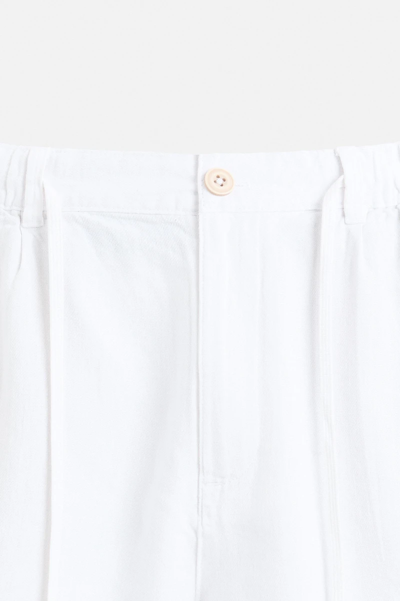 REGULAR FIT LINEN COTTON SHORTS