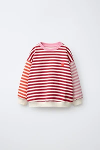 STRIPED STRAWBERRY EMBROIDERED SWEATSHIRT