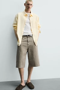 STRUCTURED BALLOON FIT DENIM SHORTS