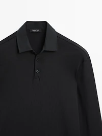 Polo manches longues à col contrastant