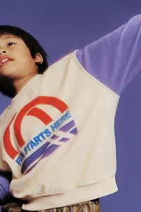 TERRY CONTRAST SLEEVE SWEATSHIRT