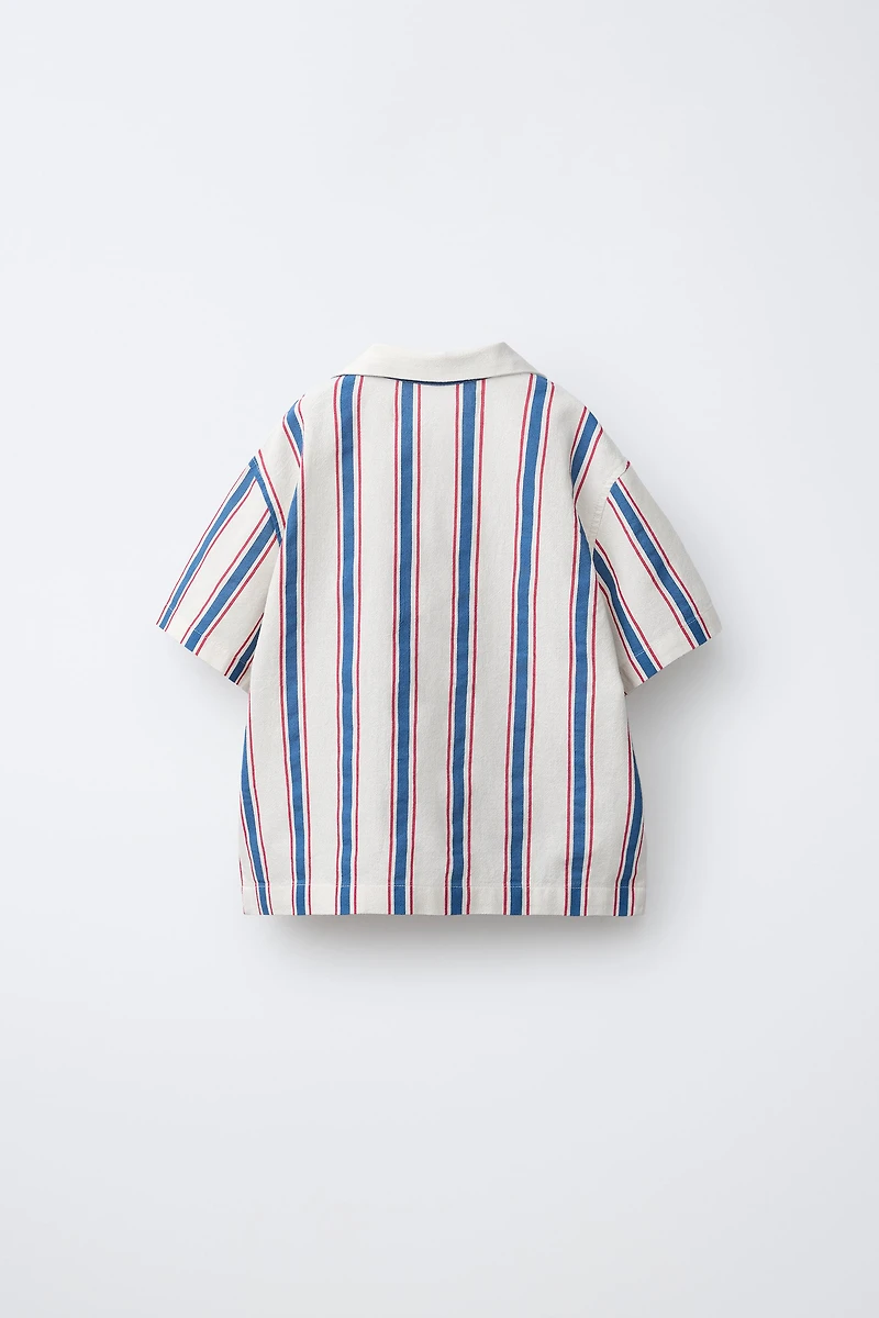 EMBROIDERED FISH STRIPED SHIRT
