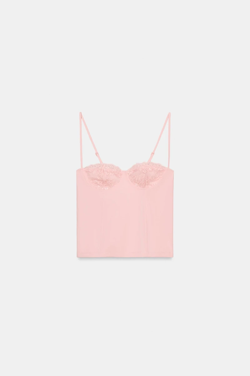 LACE COMBINATION CORSET TOP