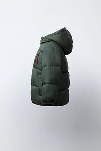PATCHED HOODED PUFFER COAT