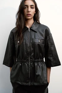 FAUX LEATHER BLAZER