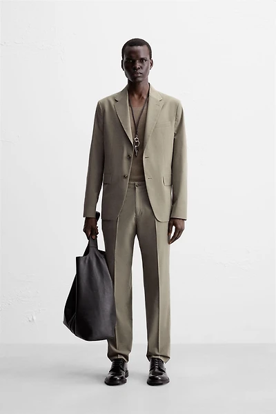 TEXTURED SUIT PANTS