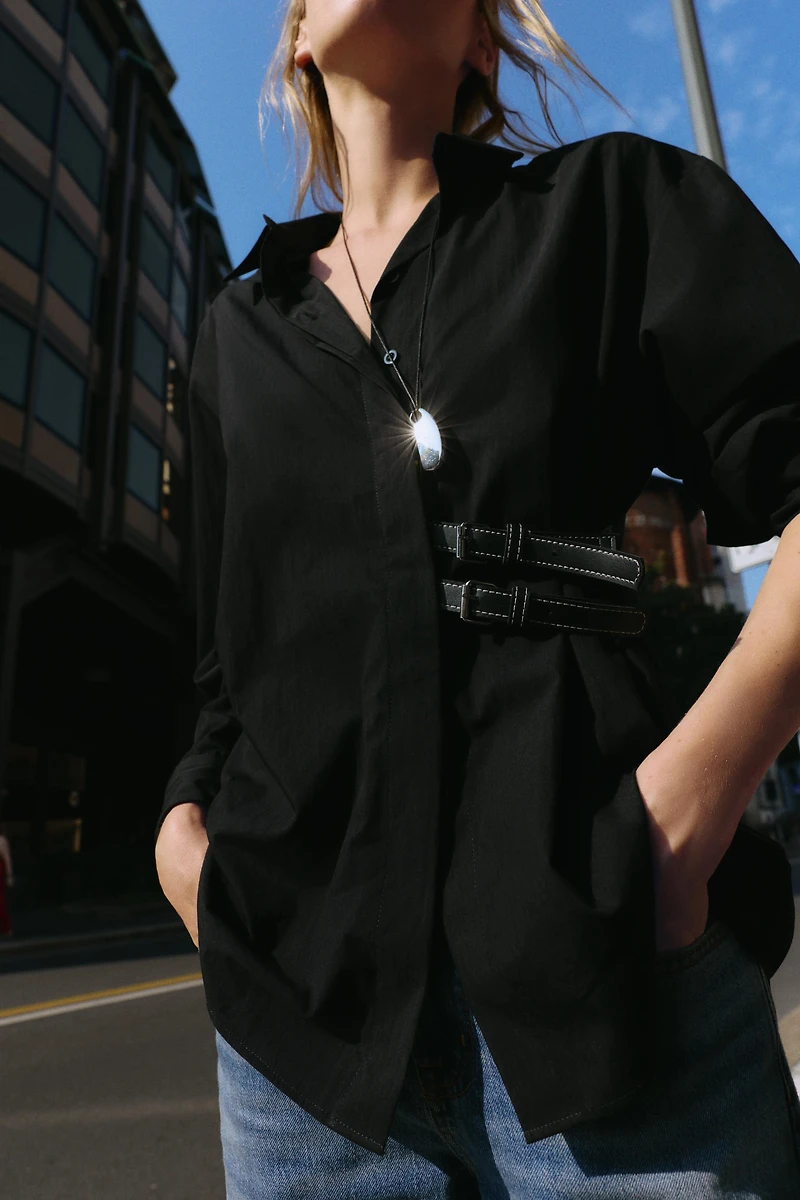POPLIN SHIRT WITH TABS