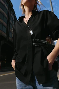 POPLIN SHIRT WITH TABS