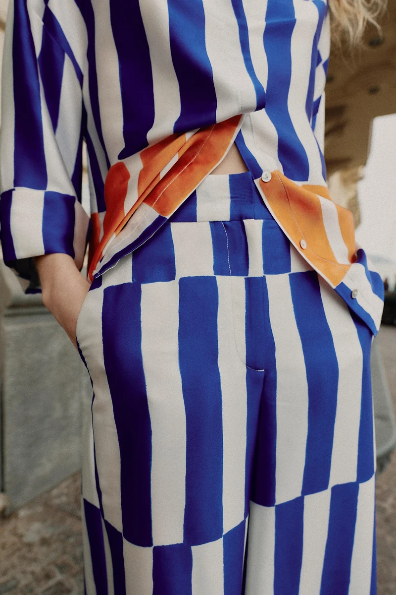 STRIPED WIDE LEG PANTS