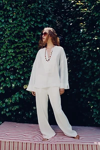 PANTALON DROIT AVEC LIN