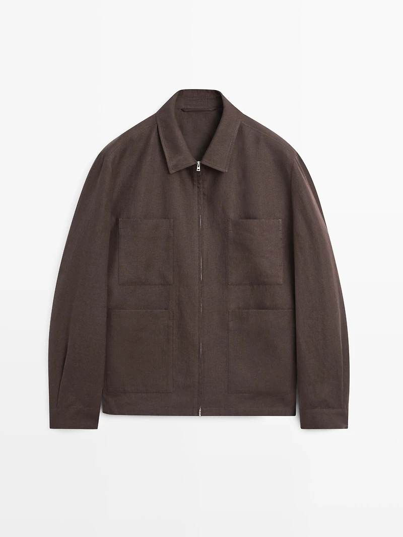 Total look linen overshirt
