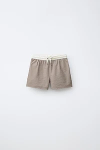 AGES 6-14 / LABEL SWIM SHORTS