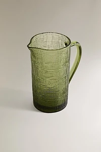 RAISED DESIGN GLASS PITCHER