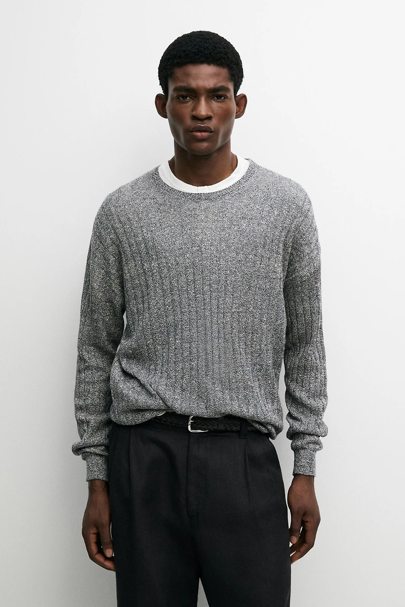 Pull en maille moulinée de lin et coton