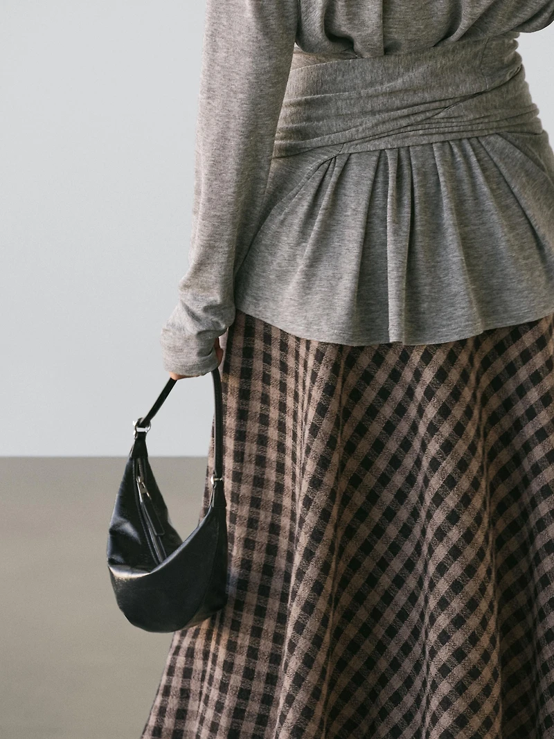 Jupe évasée à carreaux