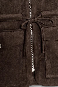 GILET EFFET DAIM POCHES