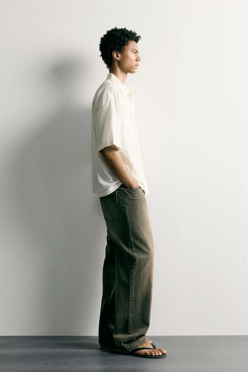 RELAXED FIT EMBROIDERED PLEAT SHIRT