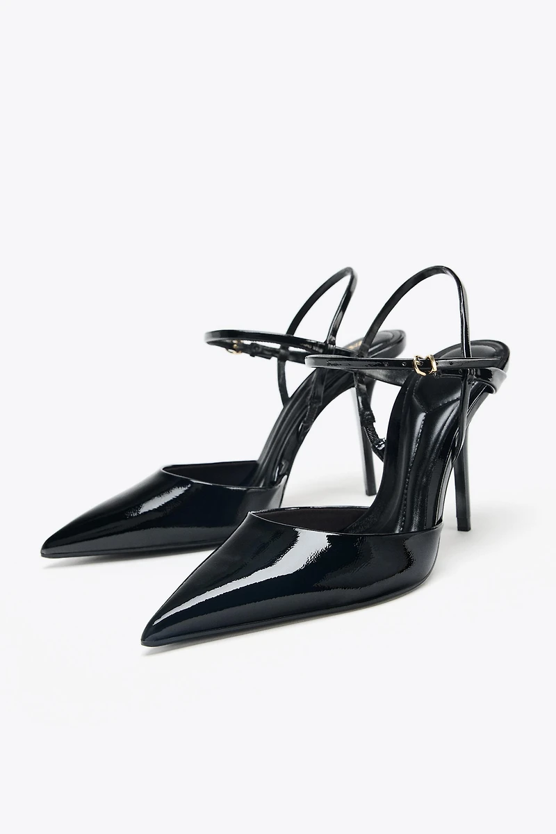 SLINGBACK ANKLE STRAP HEELS