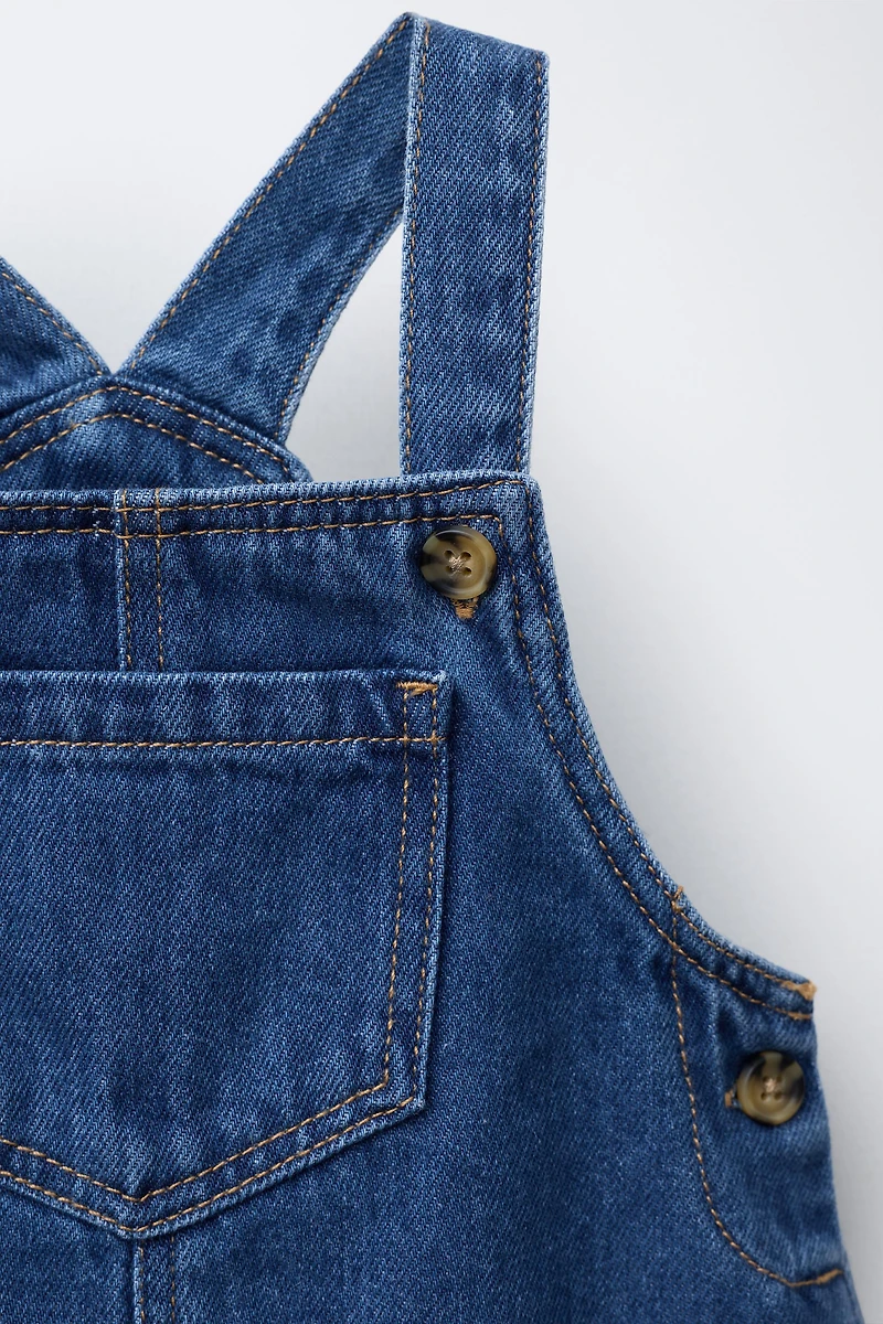 DENIM OVERALL DRESS WITH BLOOMERS