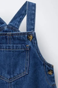 DENIM OVERALL DRESS WITH BLOOMERS