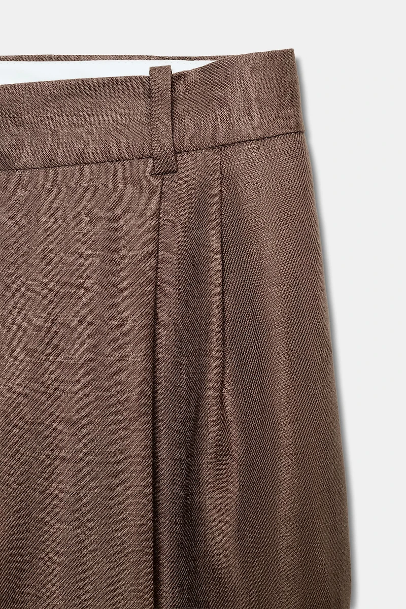 100% LINEN STRAIGHT LEG PANTS