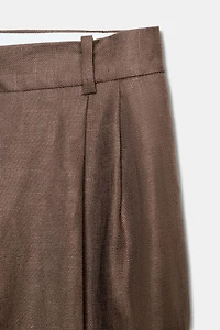 100% LINEN STRAIGHT LEG PANTS