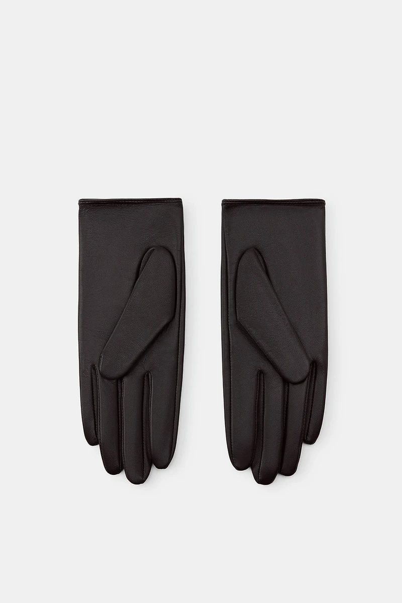 100% LEATHER SHORT GLOVES WITH SPIDER DETAIL