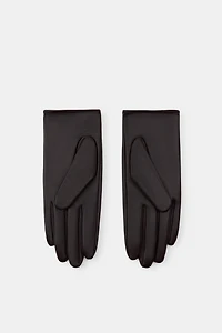 100% LEATHER SHORT GLOVES WITH SPIDER DETAIL