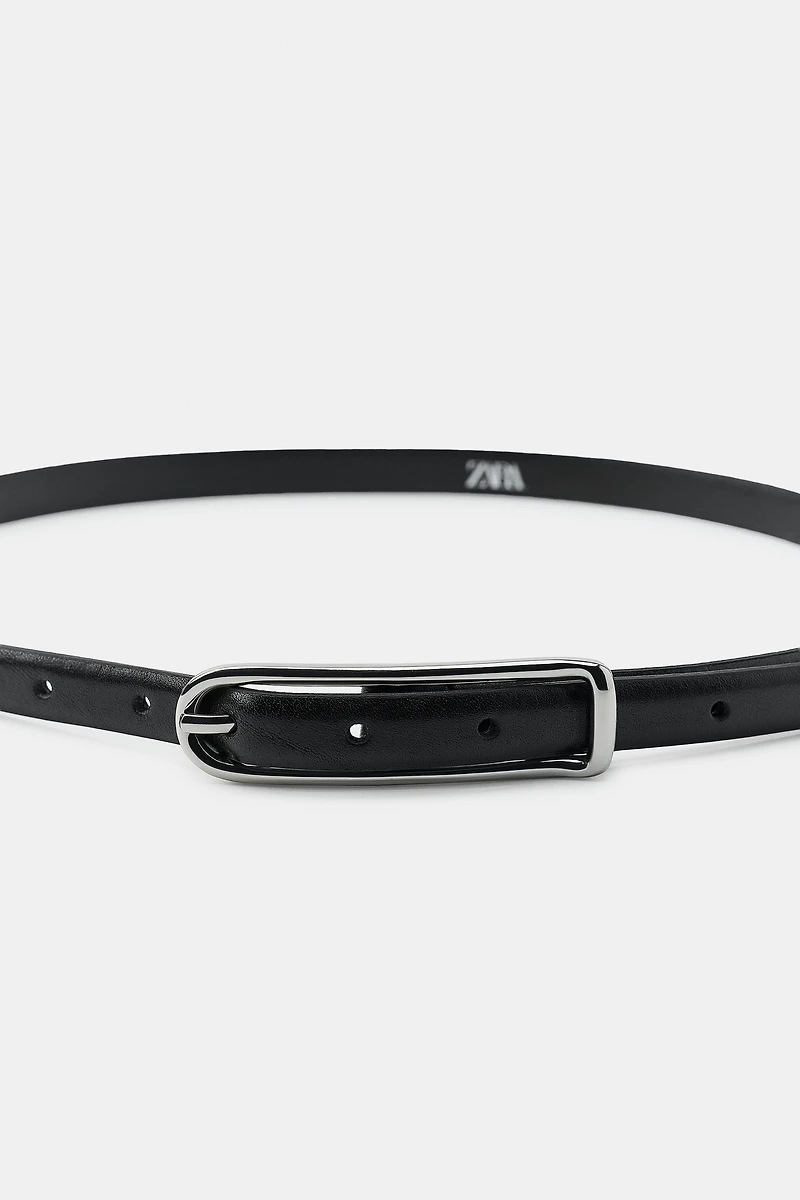100% LEATHER SKINNY BELT