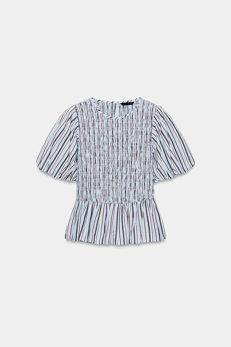 SMOCKED STRIPED TOP