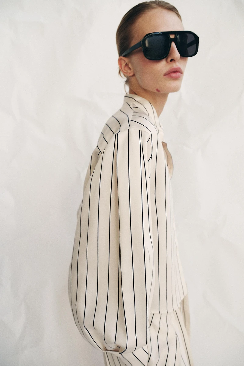 ZW COLLECTION STRIPED VOLUMINOUS SLEEVE SHIRT