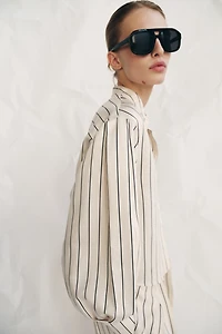 ZW COLLECTION STRIPED VOLUMINOUS SLEEVE SHIRT