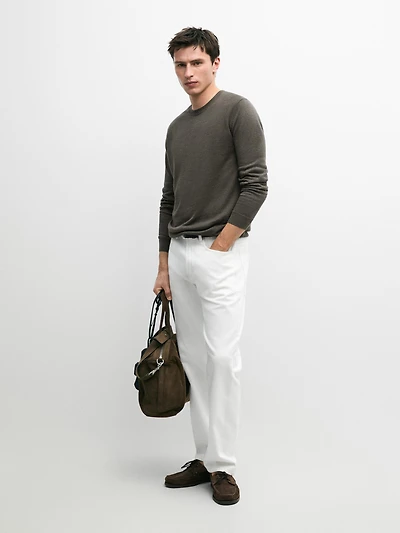 100% linen knit crew neck sweater