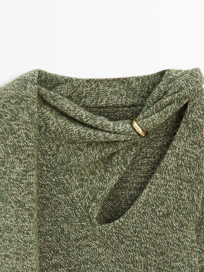 Flecked knit sweater with scarf - STUDIO