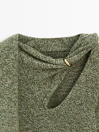 Flecked knit sweater with scarf - STUDIO