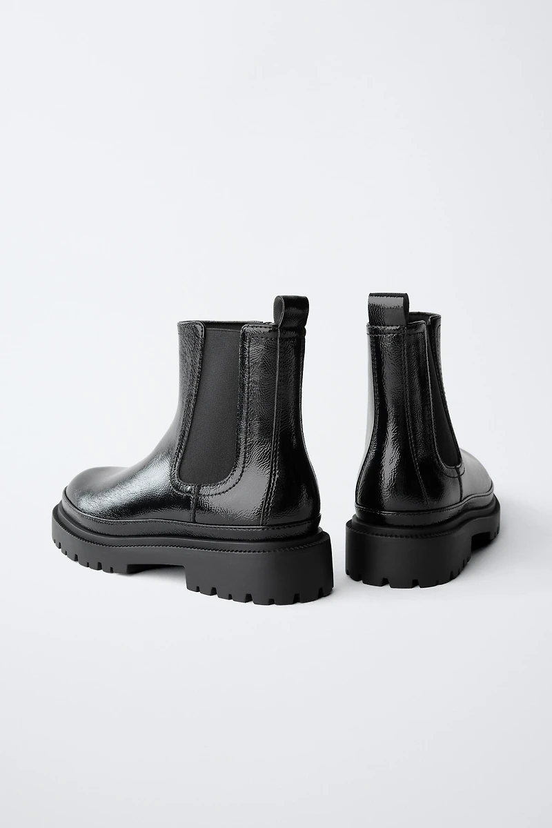PATENT ANKLE BOOTS