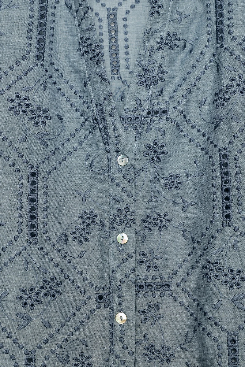 EMBROIDERED EYELET SHIRT