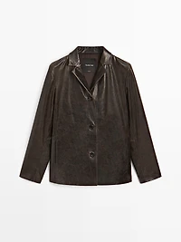 Nappa leather blazer with distressed finish