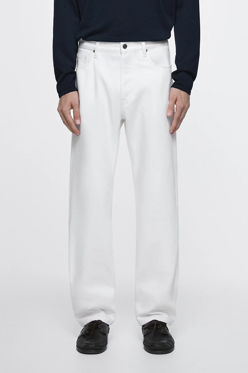 Straight-leg denim-effect trousers
