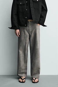 STRAIGHT FIT HERRINGBONE PANTS