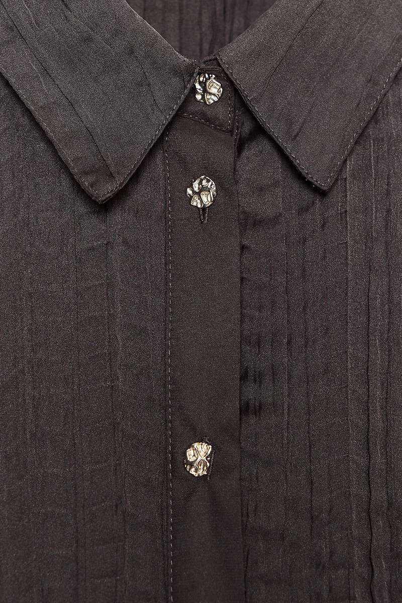 CHEMISE OVERSIZE SATINÉE À EFFET FROISSÉ