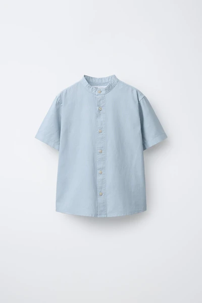 CHEMISE COL MAO AVEC COTON ET LIN