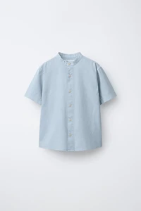 CHEMISE COL MAO AVEC COTON ET LIN
