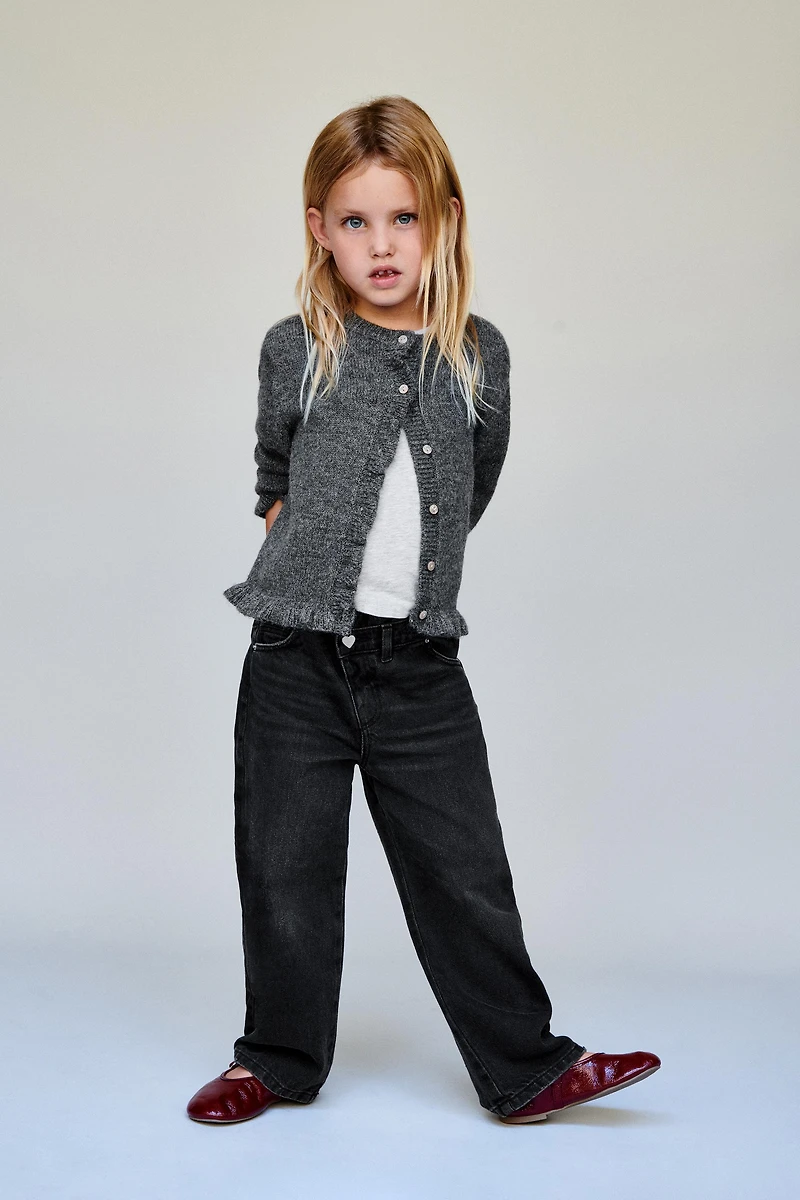 CROSSOVER WAIST WIDE LEG JEANS