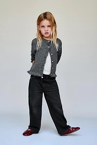 CROSSOVER WAIST WIDE LEG JEANS