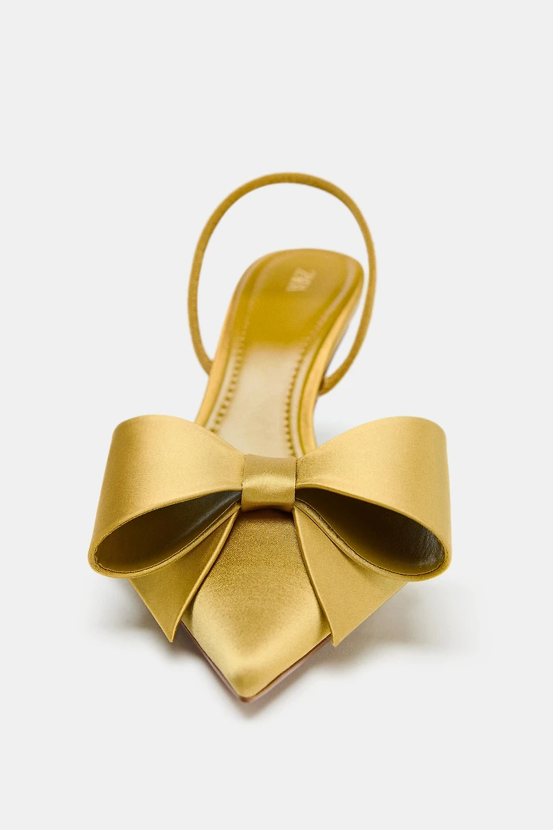 SATIN-EFFECT SLINGBACK HEELS