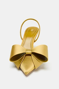 SATIN-EFFECT SLINGBACK HEELS