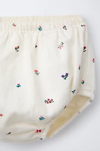 FLORAL TWILL PINAFORE DRESS AND BLOOMERS